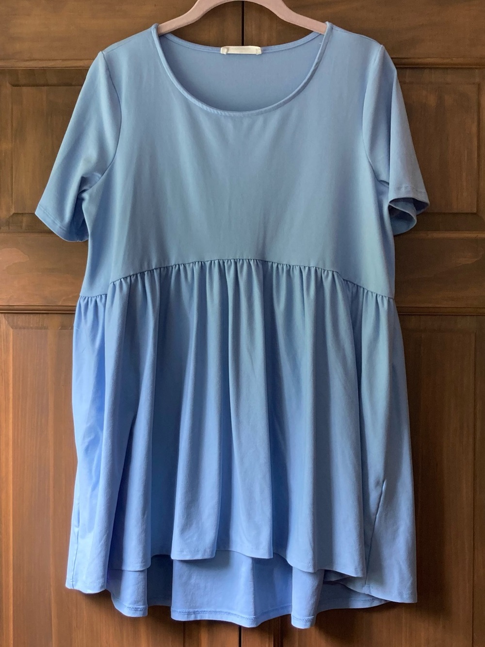 Zenana Light Blue SS Babydoll Top Medium
